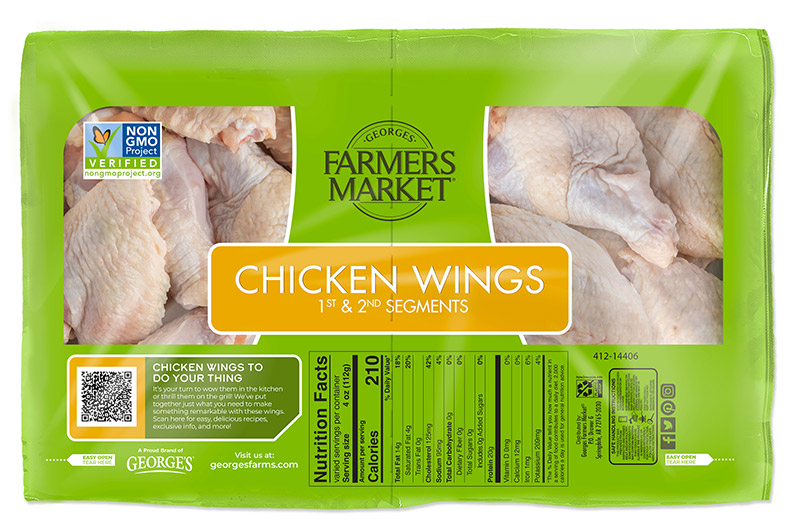 Back of Chicken Wings Package